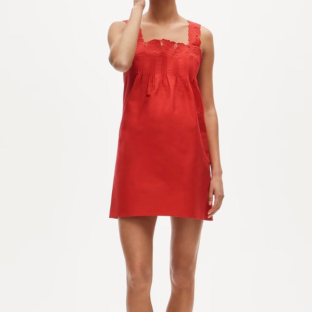 J. Crew Ondine Mini Dress Double Cotton Poplin Passion Rouge XS - Picture 9 of 11